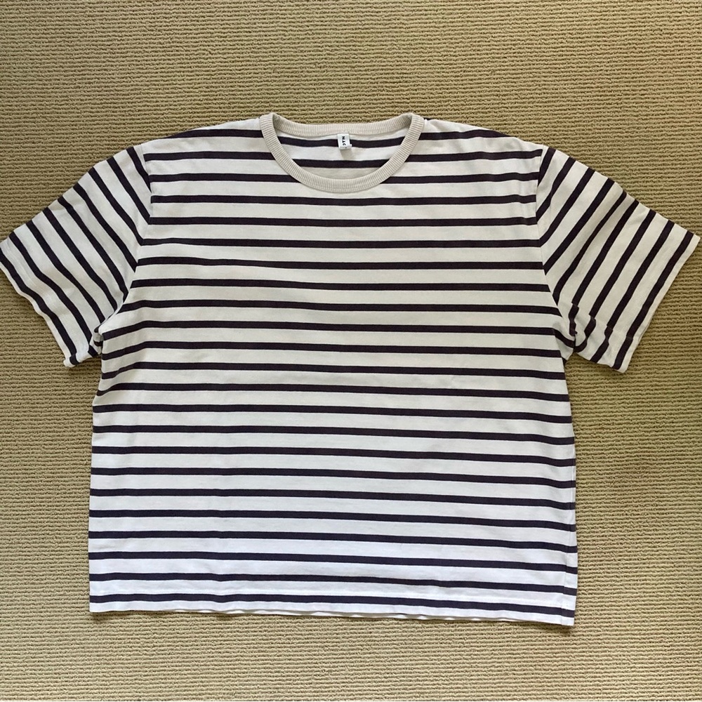 KOTN Heavyweight Box Crew Striped Crew Neck T Shirt  Large